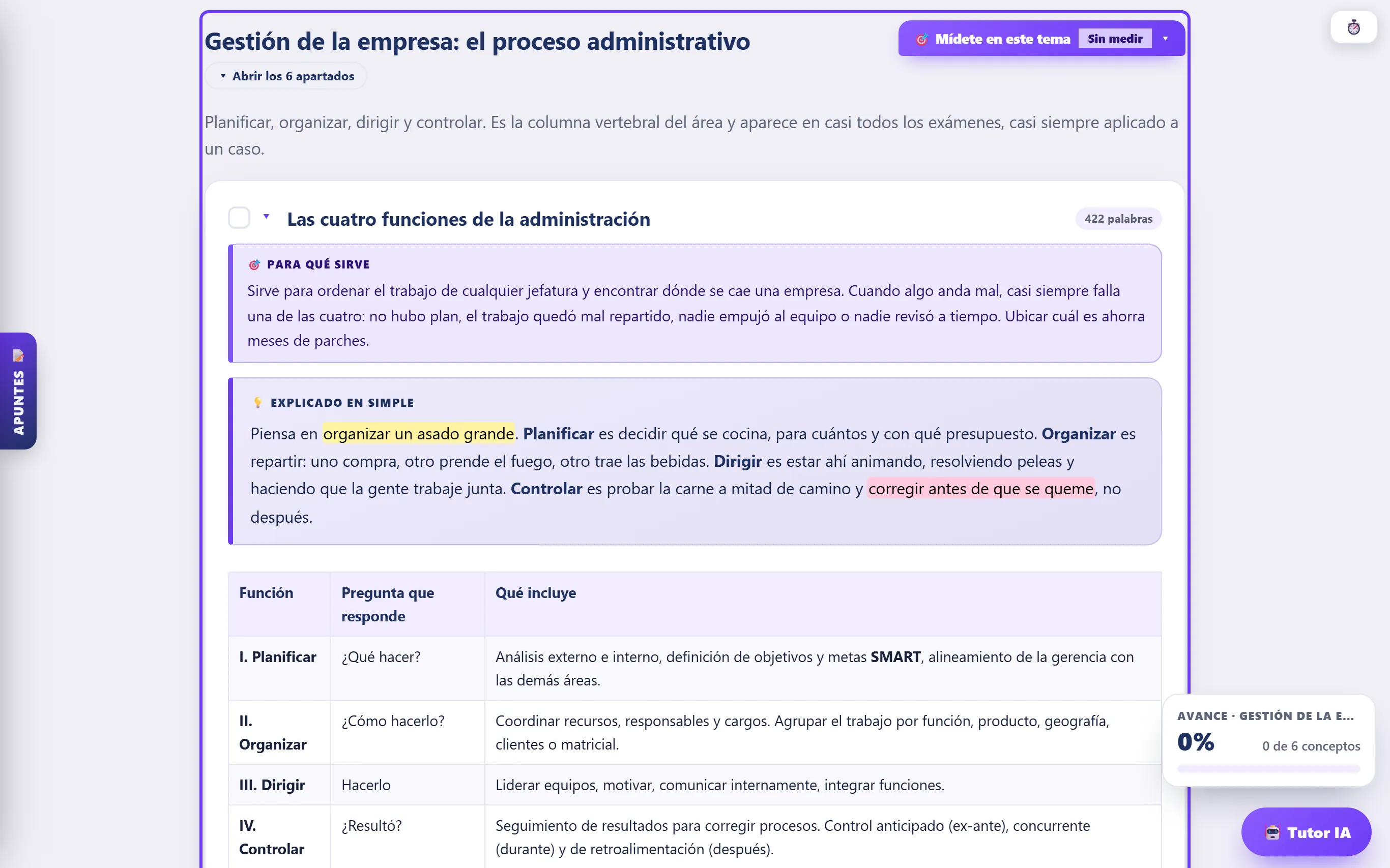 Ficha con frases destacadas